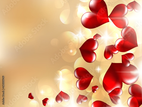 Realistic bokeh lights with hearts.