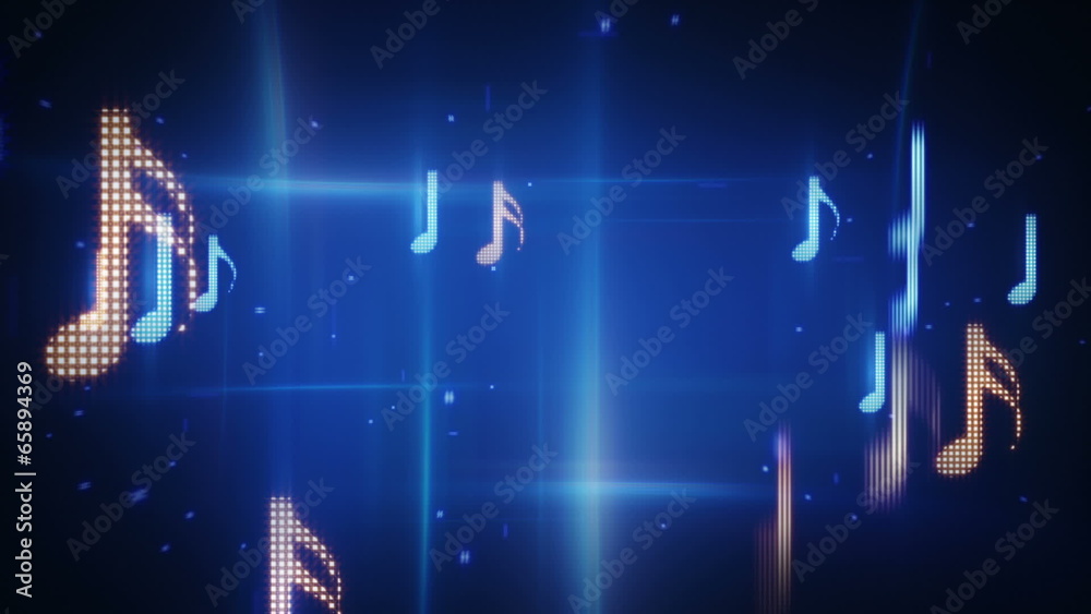 Twitching musical notes loopable background