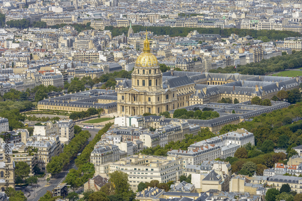 Aerial view of Les Invalides taken from Montparnasse Tower