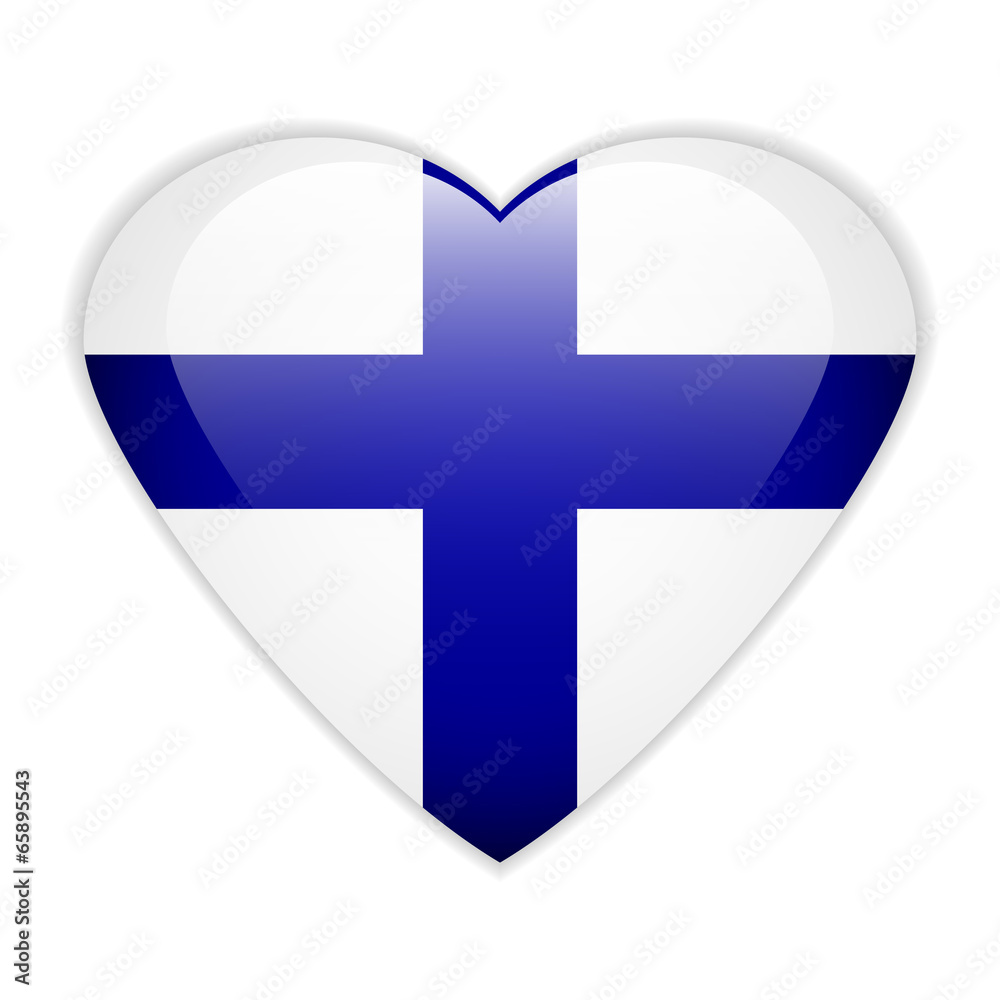 Fototapeta premium Finland flag button.