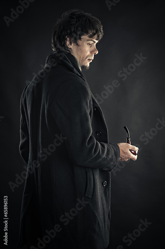 a young man in the image of Sherlock