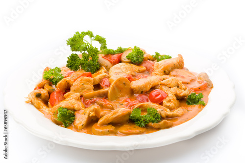 Sliced ​​meat with mushrooms