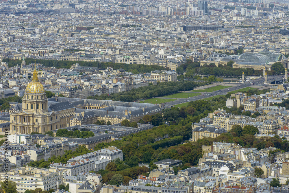 Aerial view of Les Invalides and Pont Alexandre III taken from M