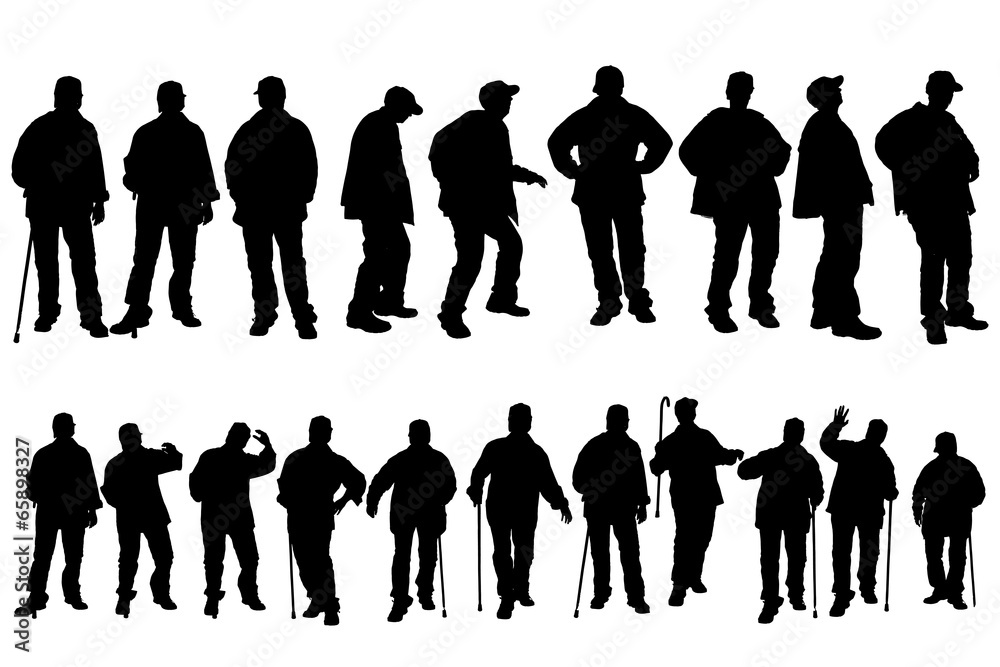 Vector silhouette of old people. Stock Vector | Adobe Stock