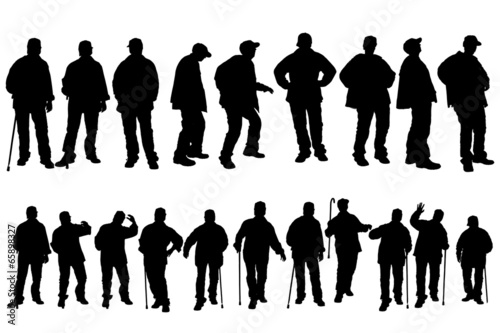 Vector silhouette of old people.