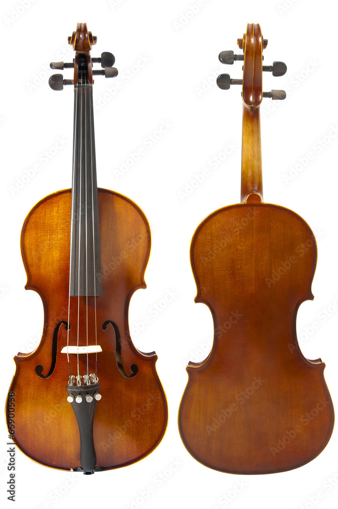 Obraz premium Two violins on white background