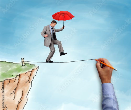 Canvas Print Businessman on a tightrope