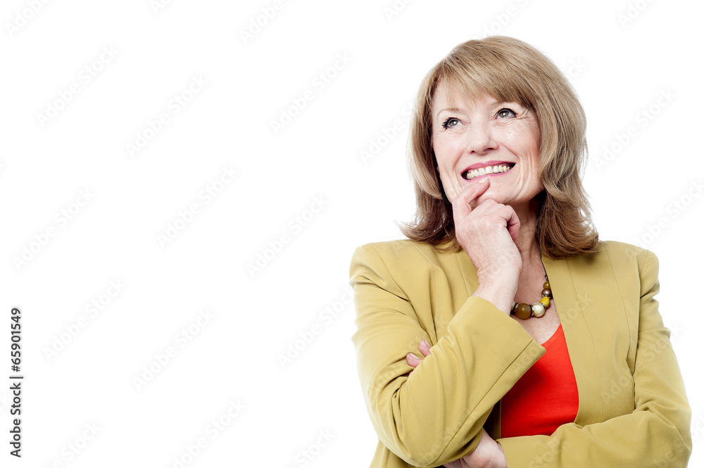 Portrait of a beautiful thoughtful woman smiling Portrait of a beautiful thoughtful woman smiling