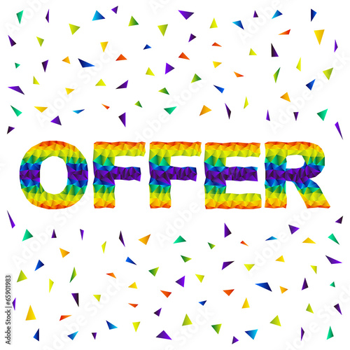 text offer - letters triangular design spectrum colors