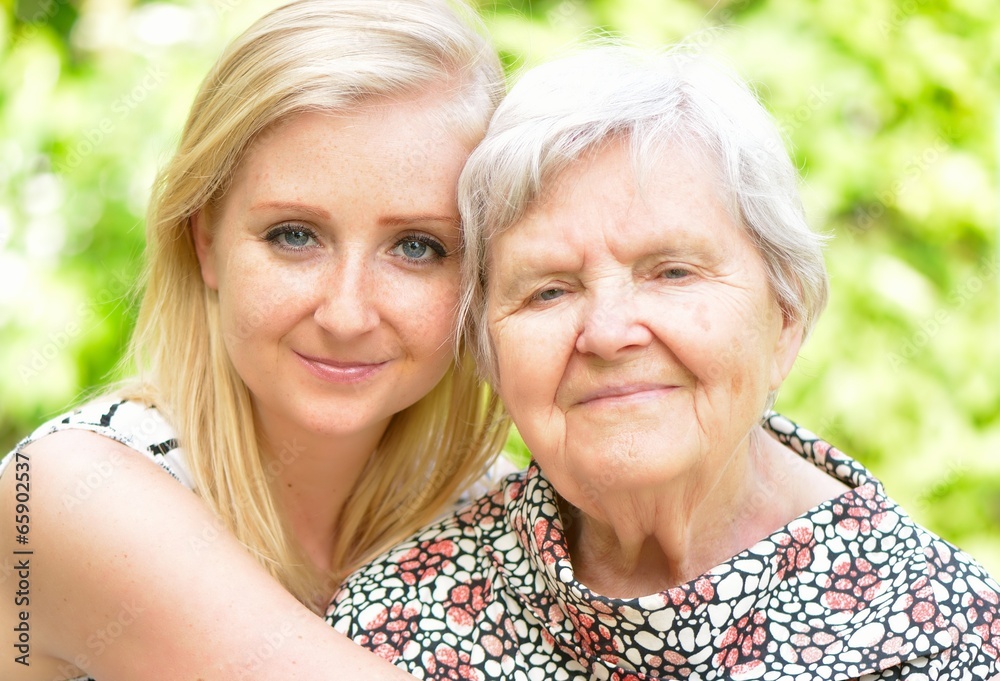 Grandmother and granddaughter. Happy family. Grandmother and granddaughter. Happy family.