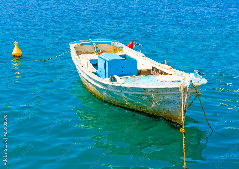 Beatiful Greek fishing boat at Poros island in Greece