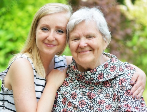 Obraz na płótnie Grandmother and granddaughter. Happy family. w salonie