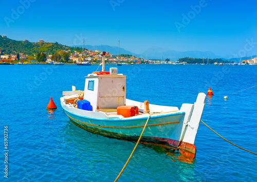 Beatiful Greek fishing boat at Poros island in Greece