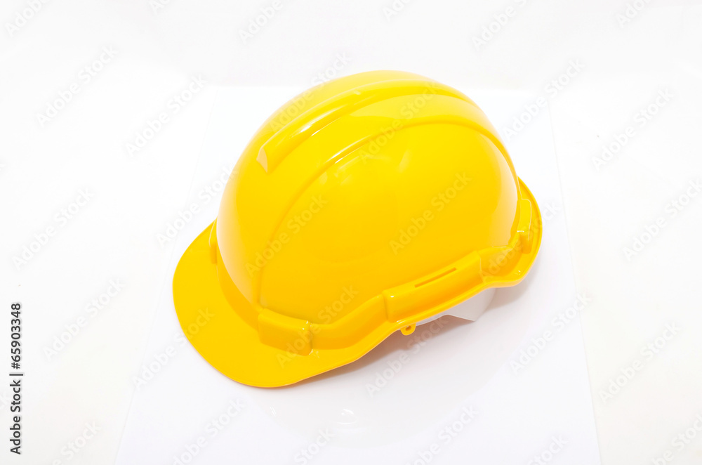 Fototapeta premium Yellow safety helmet isolate on white background