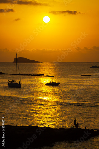 Obraz na płótnie Ibiza Beautiful sunset in Cala Conta, Ibiza,near San Antonio w salonie
