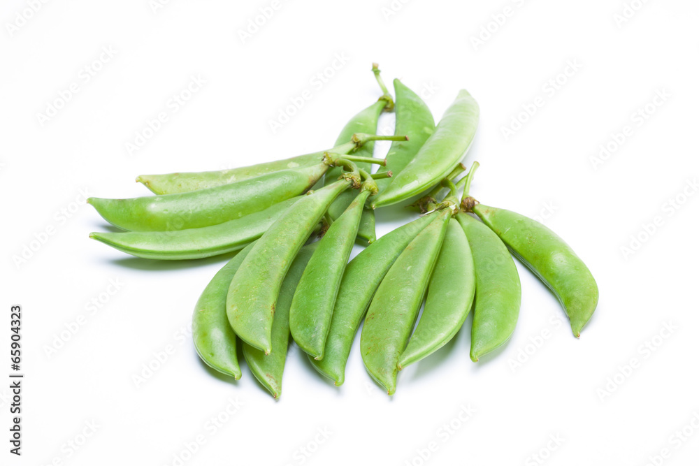 pod of sweet peas on white background pod of sweet peas on white background