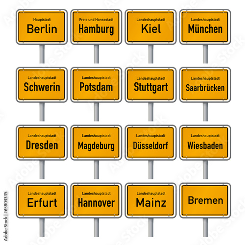 Ortsschilder der Landeshauptstädte in Deutschland photo