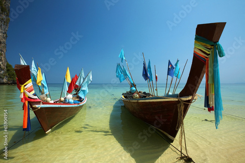 two thai wooden boat in thailand