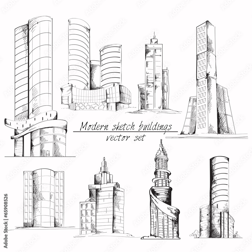 Fototapeta premium Modern sketch building
