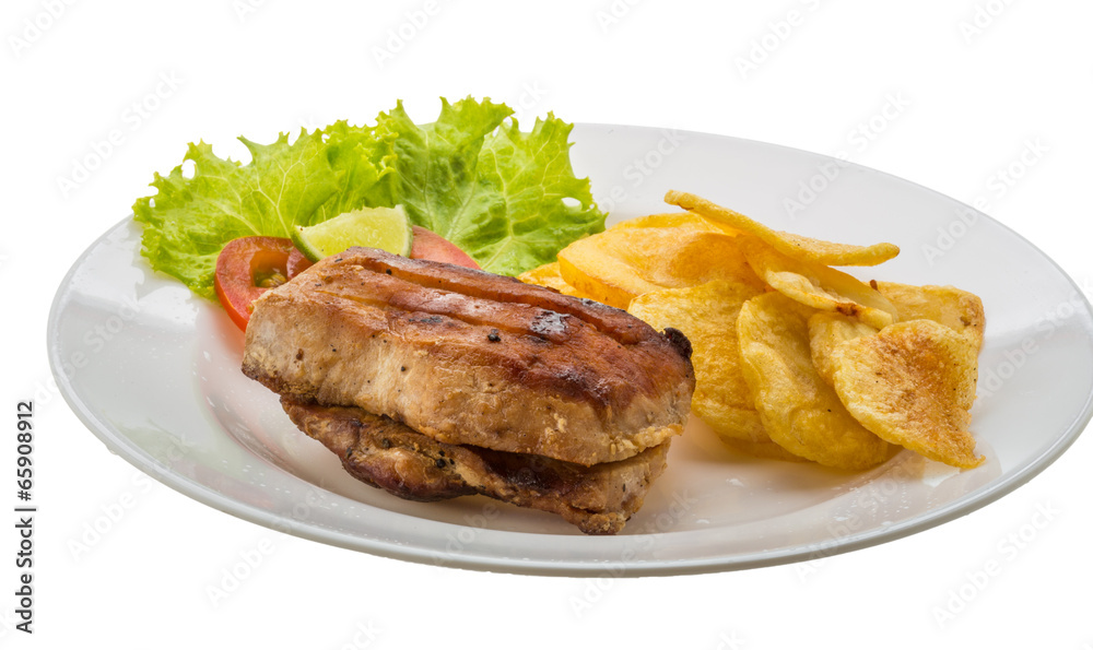 Grilled pork with potato Grilled pork with potato