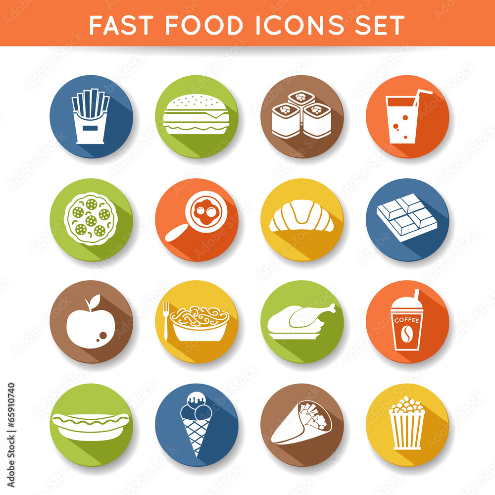 Fototapeta premium Fast Food Icons
