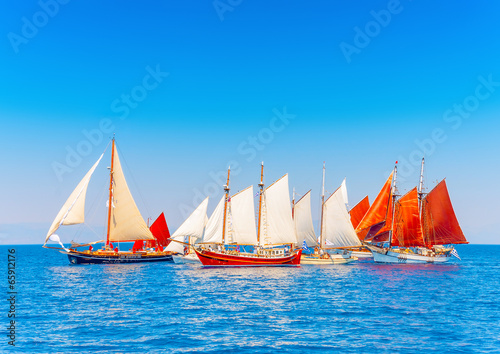 several Old wooden sailing boats in Spetses island in Greece © imagIN photography