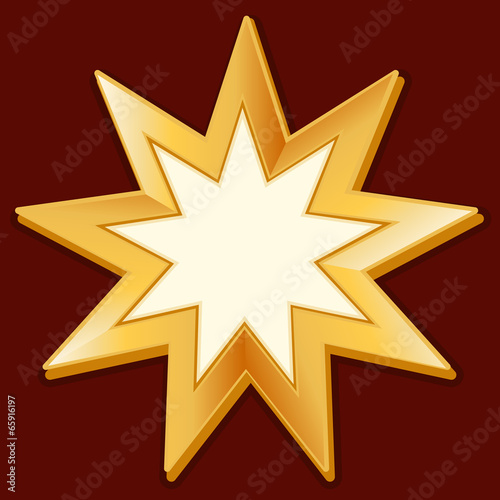Baha'i Symbol, gold nine pointed star religious icon