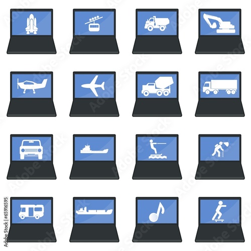 Symboles dans 16 écrans d'ordinateurs portables