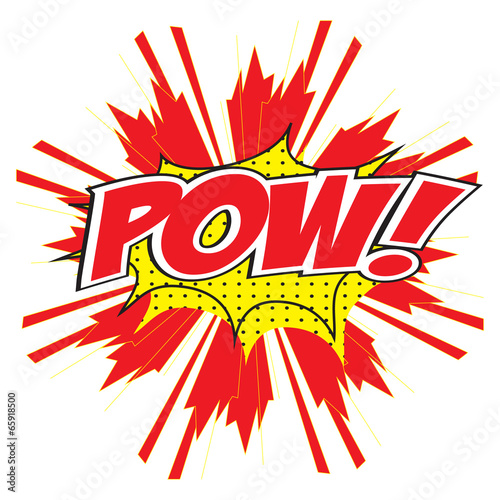 POW! wording in comic speech bubble in pop art style