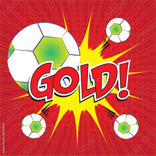 GOLD! wording in pop art style on burst background