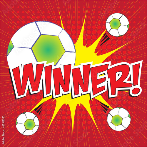 Winner! wording in pop art style on burst background