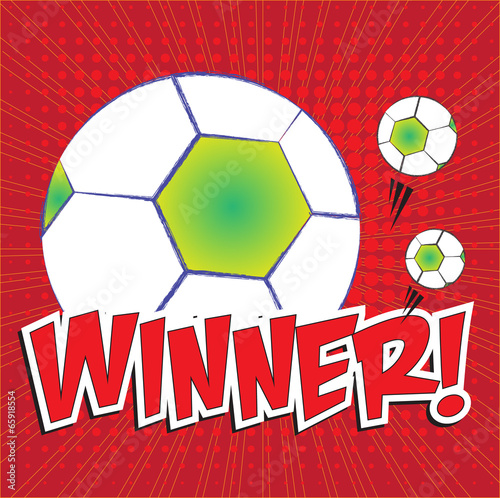 Winner! wording in pop art style on burst background