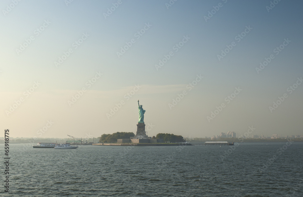 Statue of Liberty seen in New York City from the Hudson River