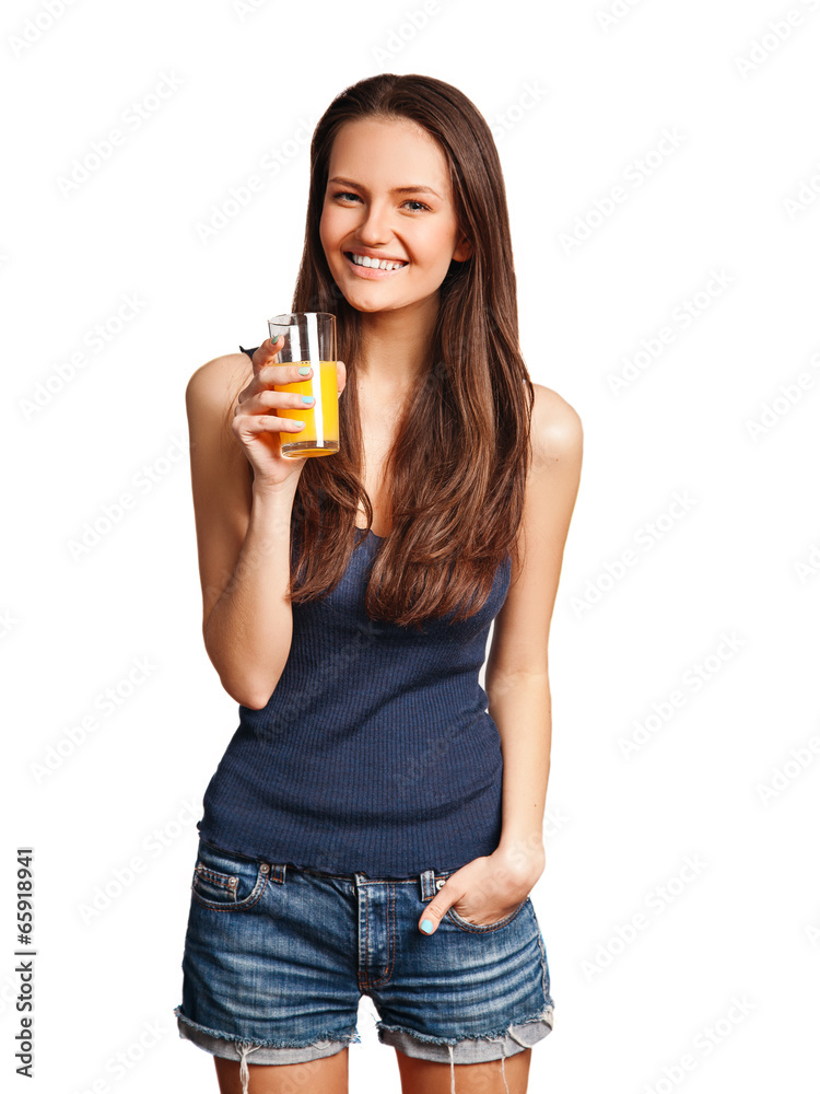 woman isolated on white studio shot drinking orange juice face s woman isolated on white studio shot drinking orange juice face s