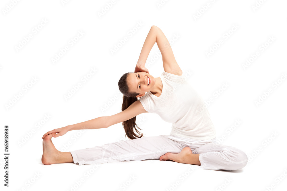 young beautiful yoga posing on a studio background25 young beautiful yoga posing on a studio background25