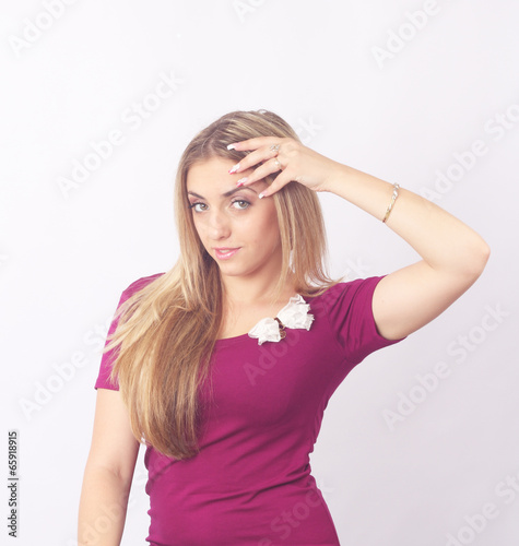 The emotions. Portrait of a girl in the Studio