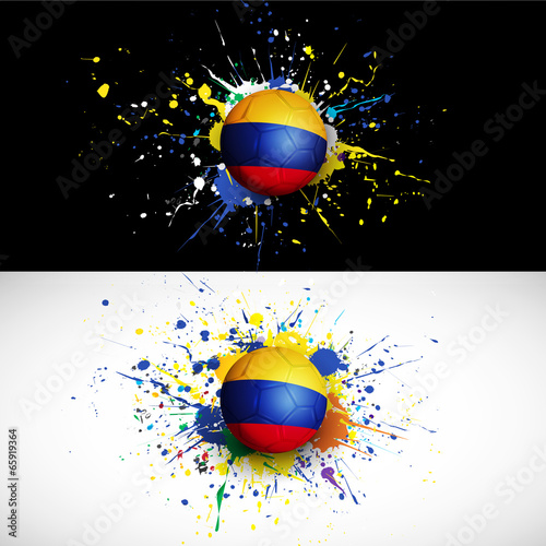 colombia flag with soccer ball dash on colorful background