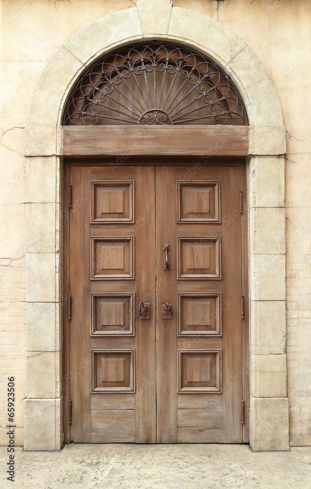 wooden door and wall