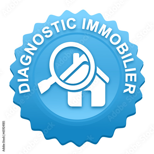 diagnostic immobilier sur bouton web denté bleu