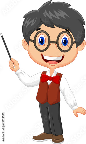 Cartoon boy teaching