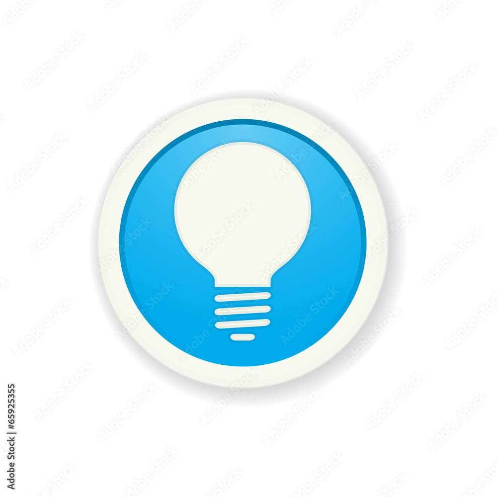 the blue glossy circle button with bulb pictogram the blue glossy circle button with bulb pictogram