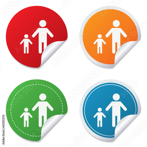 One-parent family with one child sign icon.