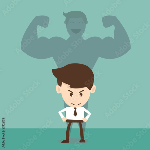 Businessman a shadow of an athlete - commitment and career stren