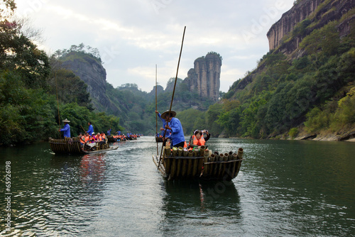 Bamboo rafting in Wuyishan mountains, China