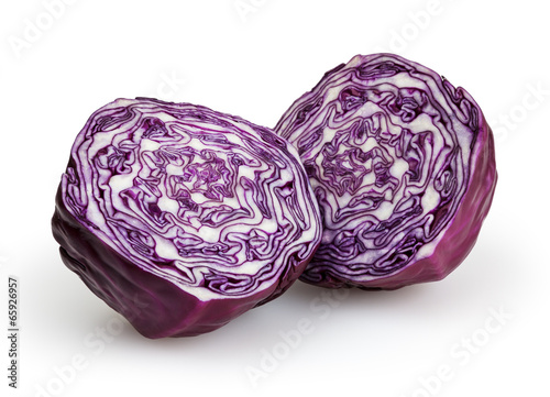 Red cabbage isolated on white background with clipping path