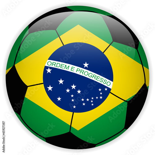 Brazil Flag with Soccer Ball Background