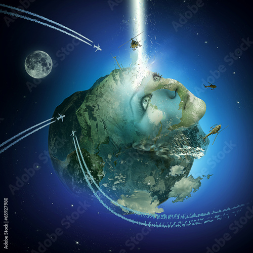 Tableau sur toile Global Awakening. Calibration of the Earth