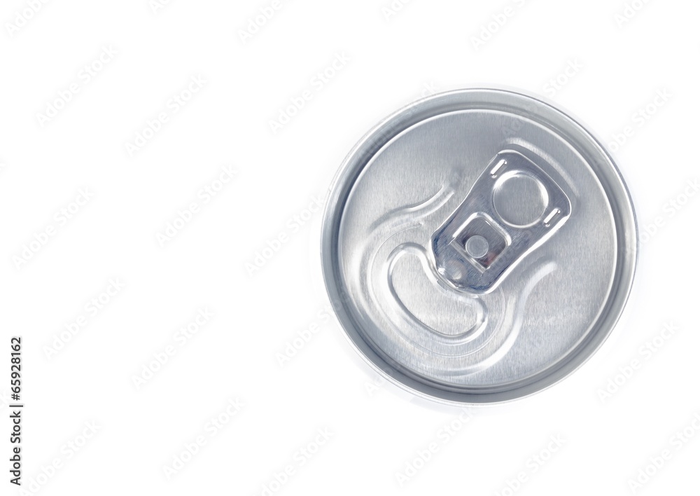 top of view of metal aluminum beverage drink can