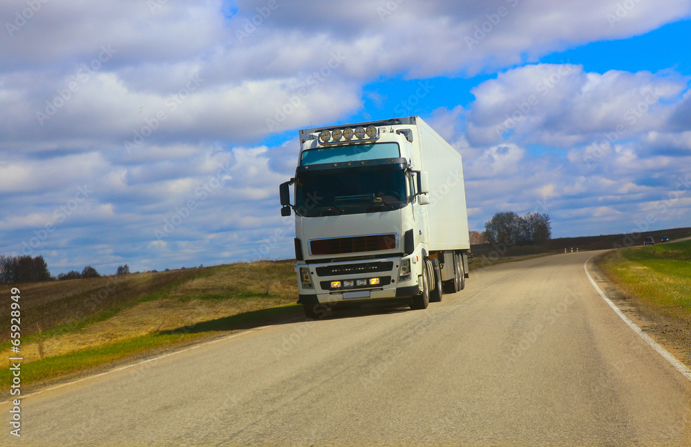 truck goes on the highway