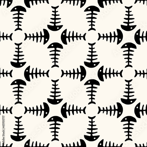 Seamless pattern of fish skeleton